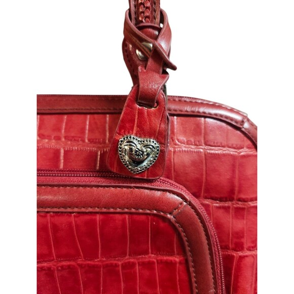 M.C. Marc Chantal Red Crocodile Embossed Leather Shoulder Handbag Purse *Read - Picture 8 of 16